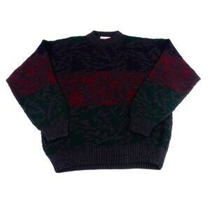 John Ashford Wool Acrylic Y2K Grandpa Abstract Sweater Made in Italy Large